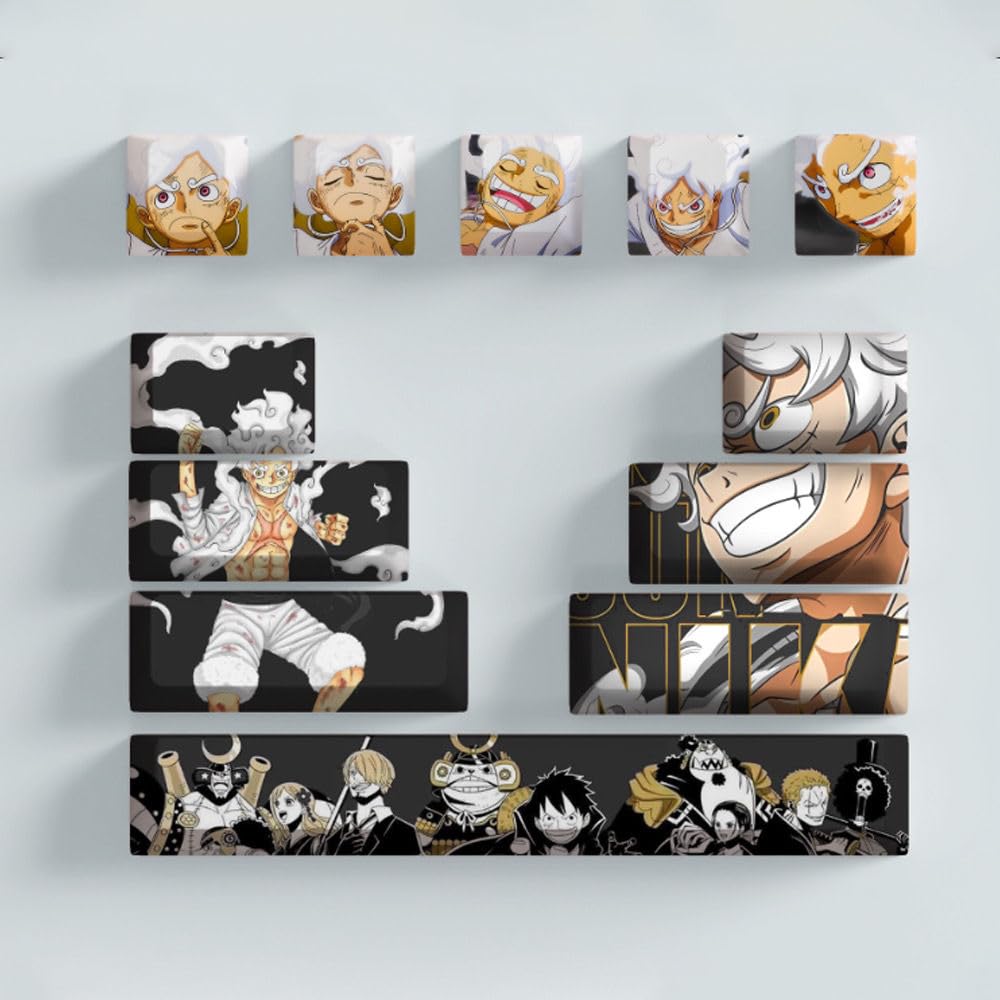 Computer keyborads PBT Dye Upgrade 68 Keycap Set Profile Keycaps Keyset with Puller for Cherry Mx Gateron Kailh Switch Mechanical Keyboard Japanese Anime Series (12-one Piece Zoro)