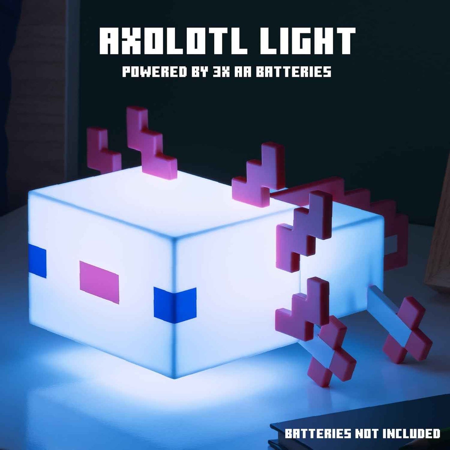 Paladone Minecraft Axolotl Light, Five Color Modes, Minecraft Lamp to Decorate Your Gaming Desk or Night Stand