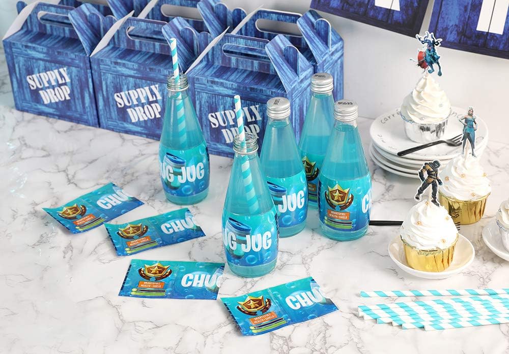 Game Party Bottle Labels – Waterproof Heat Shrink Bottle Label Stickers for Birthday Party Decorations Paper products