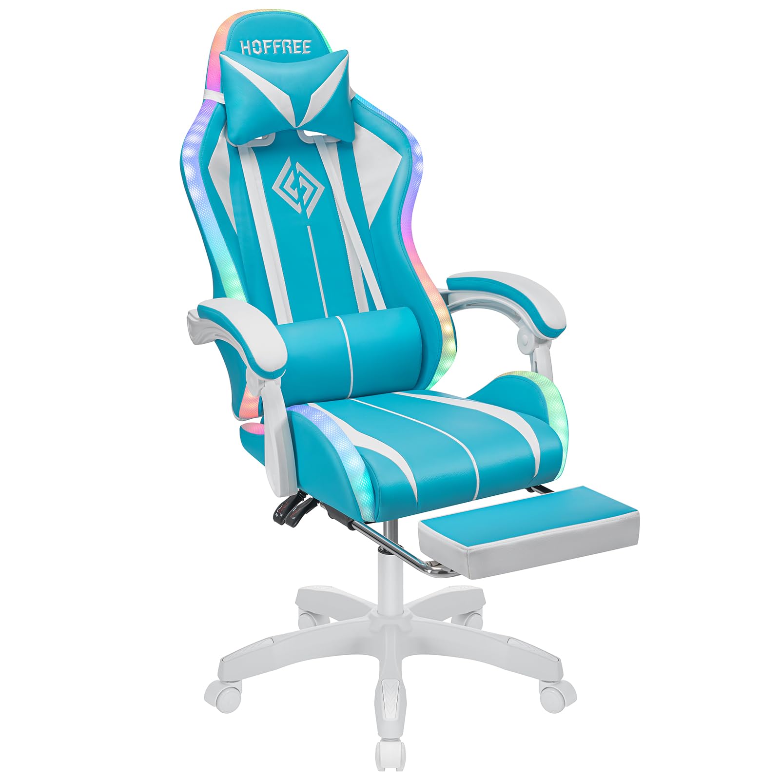 RGB Gaming Chair – Massage Gaming Chair with Bluetooth Speakers, Footrest & LED Lights Gaming Accessories