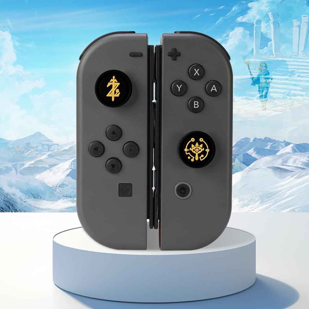 PERFECTSIGHT Switch Thumb Grips, Cute Joystick Caps for Nintendo Switch Lite/Switch OLED, 4 PCS Kawaii Thumbstick Cover Analog Stick Button Cover for NS Joycon Controller (Black Z Eyes)