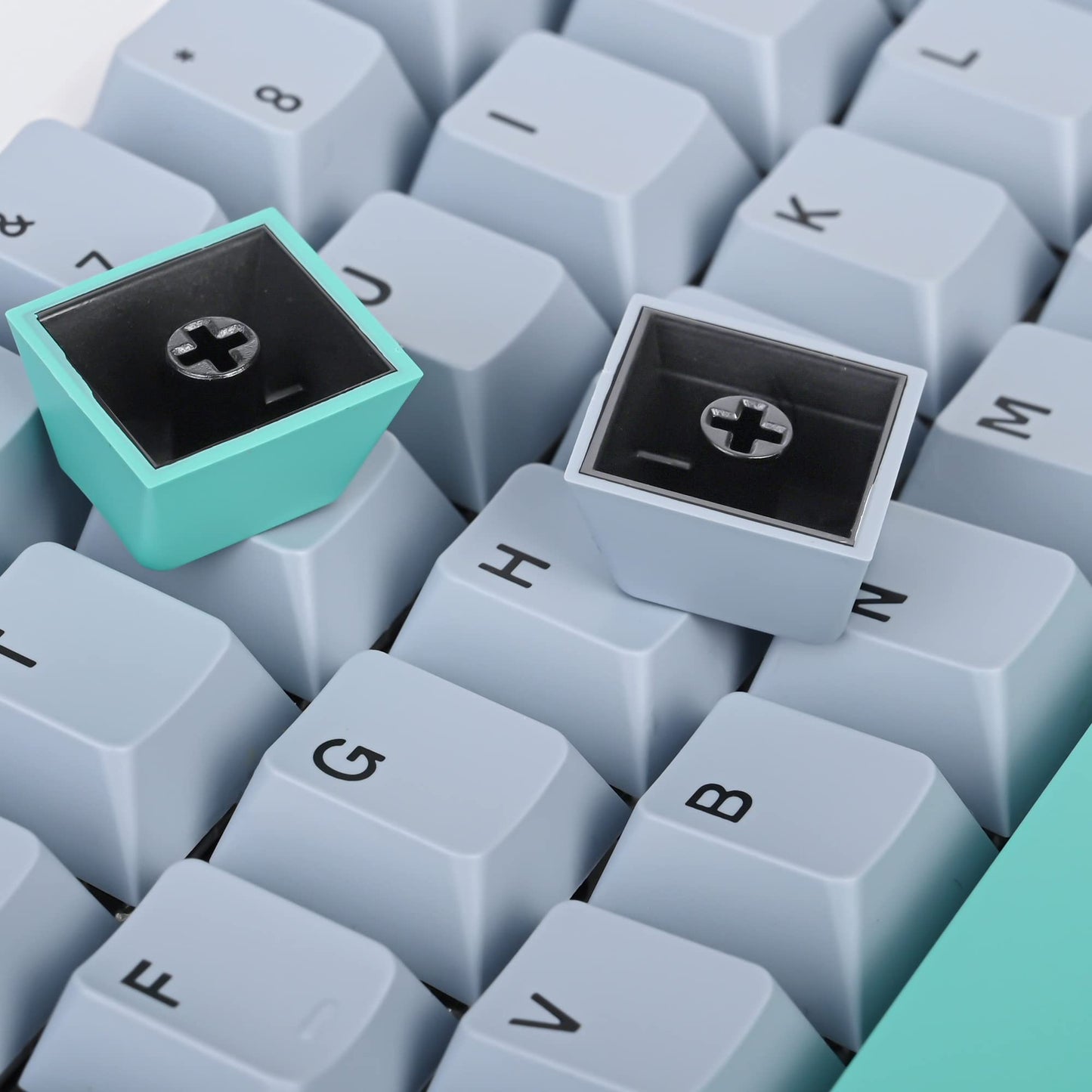 GTSP 61 Keycaps 60 Percent, Ducky One 2 Mini Keycaps for Mechanical Keyboard OEM Profile RGB PBT Keycap Set with Key Puller for Cherry MX Switches SK 61/Joker (Only keycaps) Blue