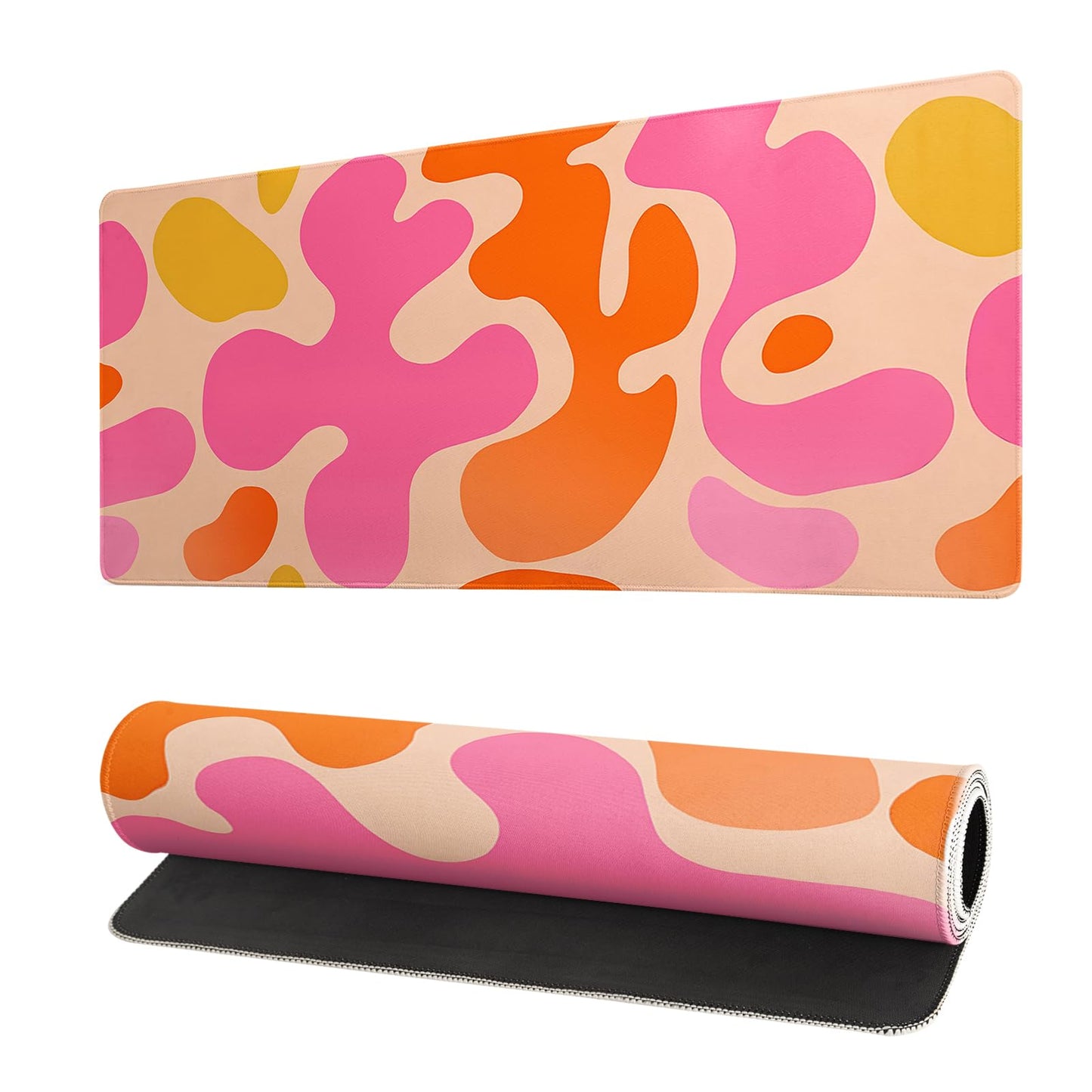 Mountain Gaming Mouse Pad 27.6x11.8 Inch Forest Large Mousepad Extended Grey Mousepad Gaming Non-Slip Rubber Base Stitched Edges Keyboard Mouse Mat Desk Pad for Office Home and Game Pink