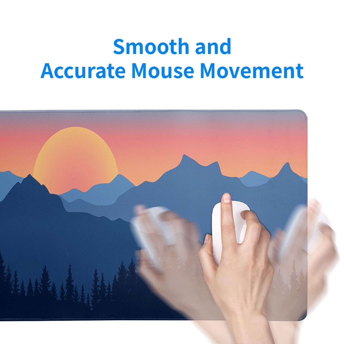 Mountain Gaming Mouse Pad 27.6x11.8 Inch Forest Large Mousepad Extended Grey Mousepad Gaming Non-Slip Rubber Base Stitched Edges Keyboard Mouse Mat Desk Pad for Office Home and Game