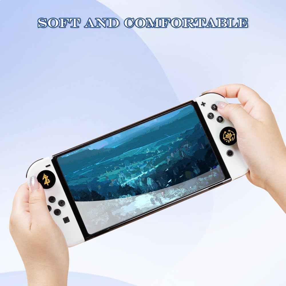 PERFECTSIGHT Switch Thumb Grips, Cute Joystick Caps for Nintendo Switch Lite/Switch OLED, 4 PCS Kawaii Thumbstick Cover Analog Stick Button Cover for NS Joycon Controller (Black Z Eyes)