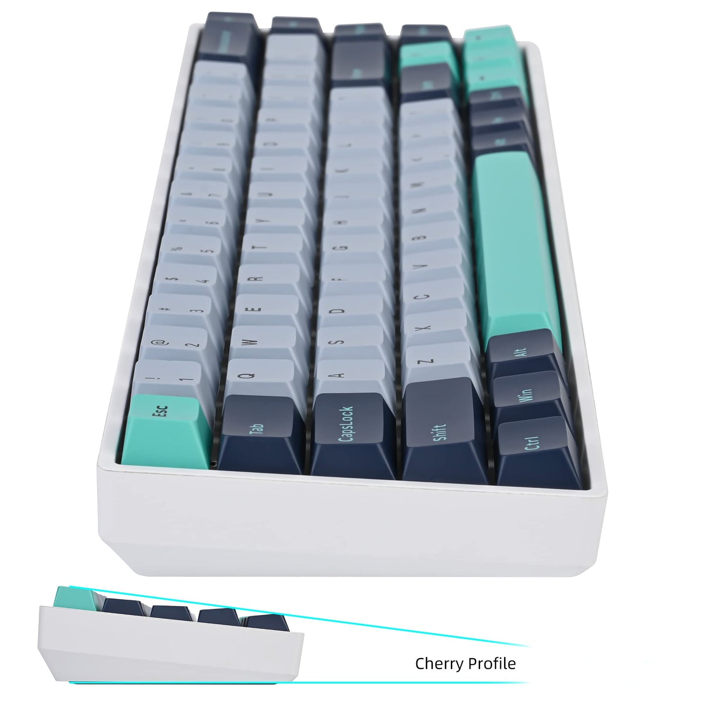 GTSP 61 Keycaps 60 Percent, Ducky One 2 Mini Keycaps for Mechanical Keyboard OEM Profile RGB PBT Keycap Set with Key Puller for Cherry MX Switches SK 61/Joker (Only keycaps) Blue