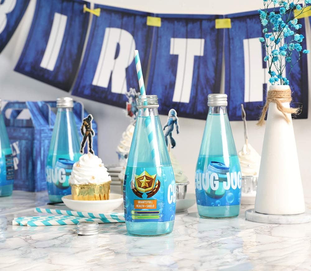 Game Party Bottle Labels – Waterproof Heat Shrink Bottle Label Stickers for Birthday Party Decorations Paper products