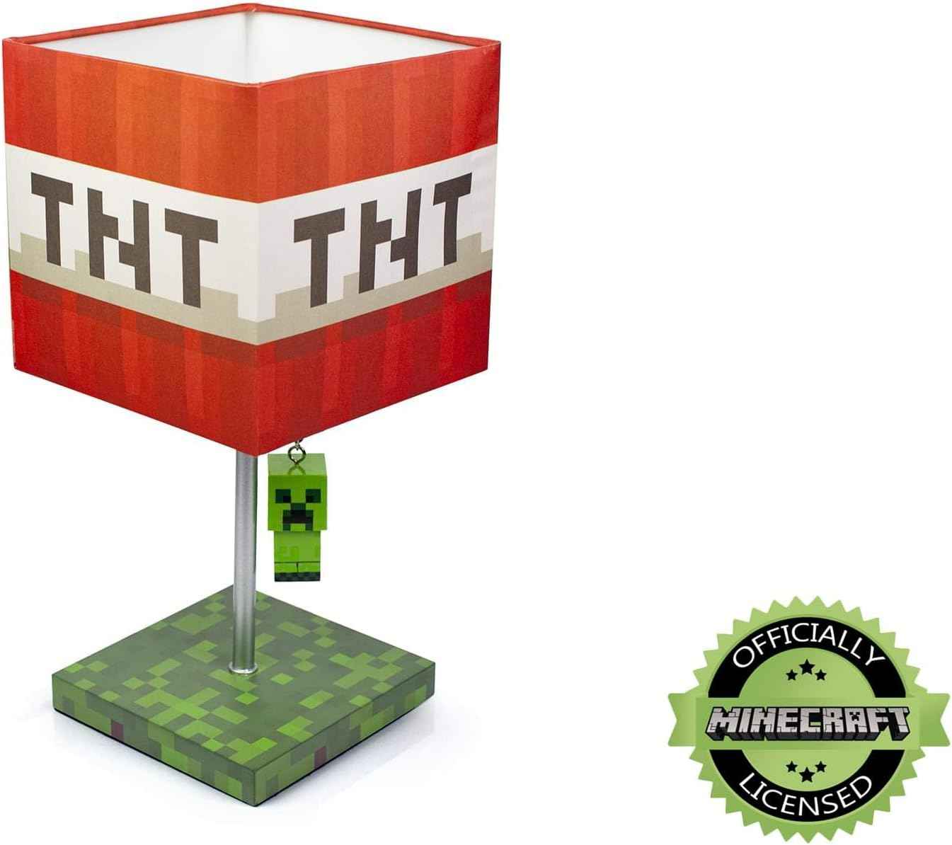 Minecraft TNT Desk Lamp โ 14-Inch LED Block with 3D Creeper Puller Light Home Decor
