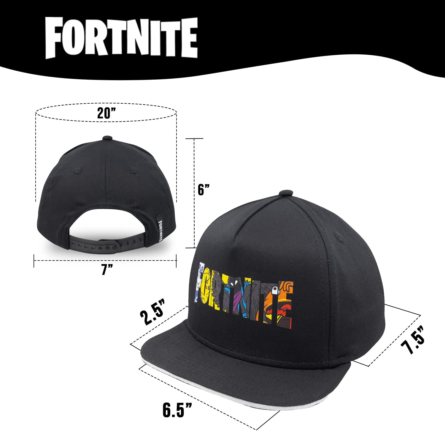 Fortnite Baseball Cap – Boys Fitted Hat With Flatbrim Cotton Design Hats