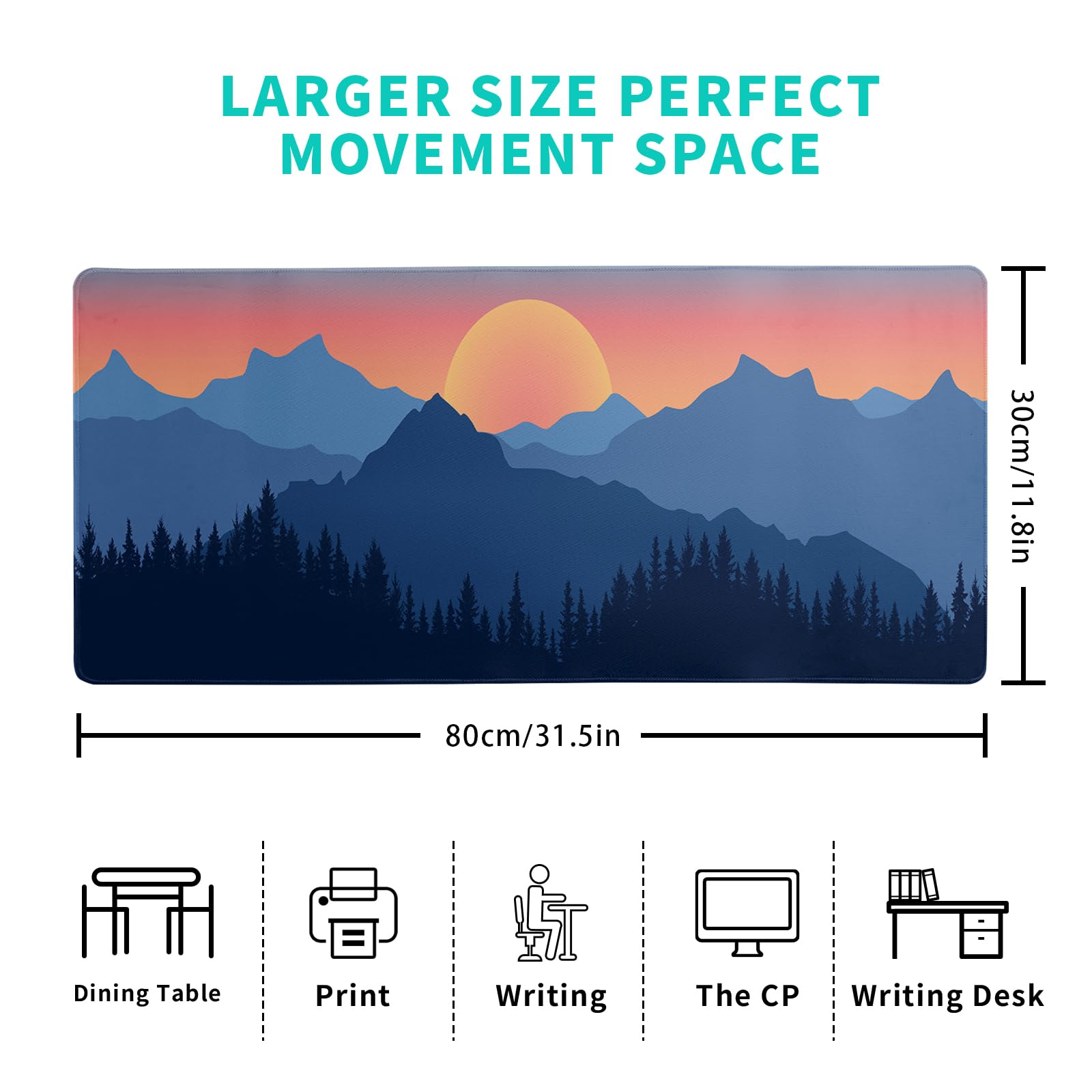 Gaming Mouse Pad – Large Non Slip Mouse Mat with Sea Wave Design, 31.5x11.8 Inch Mousepad