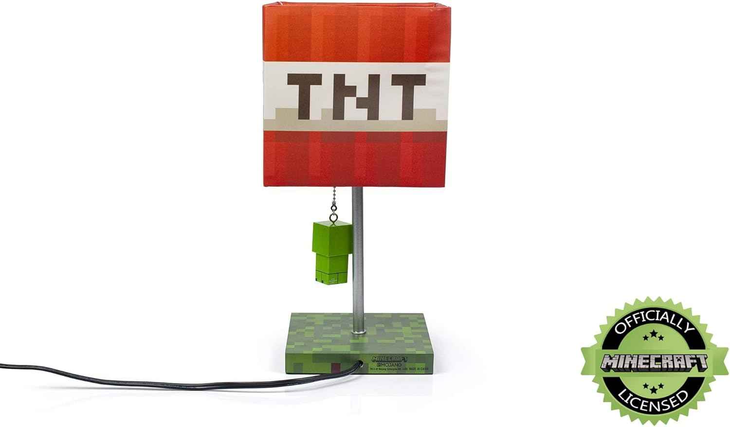 Minecraft TNT Desk Lamp โ 14-Inch LED Block with 3D Creeper Puller Light Home Decor