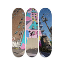 3-Panel Maple Wood Skateboard Wall Art - Made in USA, 31x25 Inch Gaming Room Decor