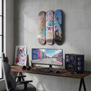 3-Panel Maple Wood Skateboard Wall Art - Made in USA, 31x25 Inch Gaming Room Decor