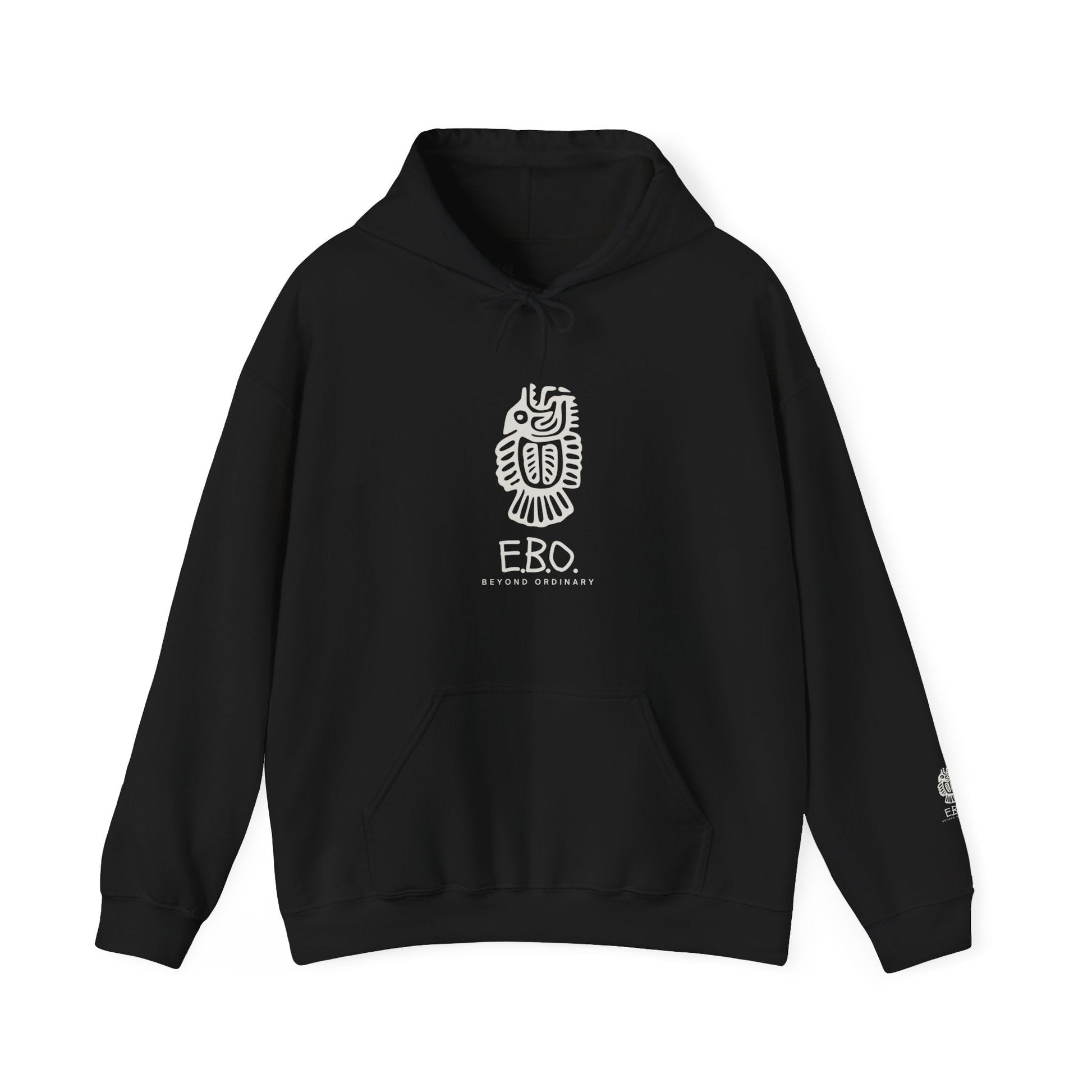 Fish Skeleton Hoodie, E B O Logo Gothic Sweatshirt, Alternative Pullover, Halloween Jumper, Graphic Bones Hooded Top, Unisex Grunge Hoody Black