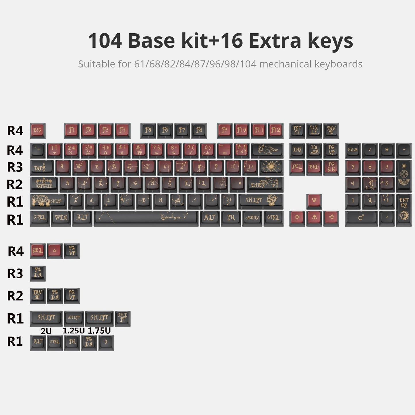 GTSP 61 Keycaps 60 Percent, Ducky One 2 Mini Keycaps for Mechanical Keyboard OEM Profile RGB PBT Keycap Set with Key Puller for Cherry MX Switches SK 61/Joker (Only keycaps) Blue