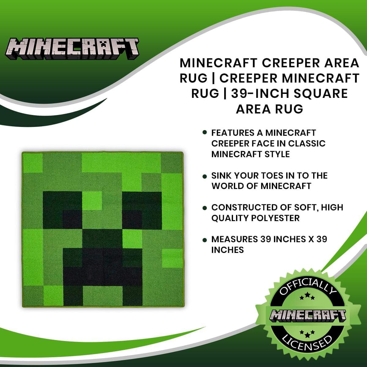 Minecraft Area Rug TNT Block Decorations Merch Video Game Decorations TNT Decorations | 39-Inch Square Area Rug