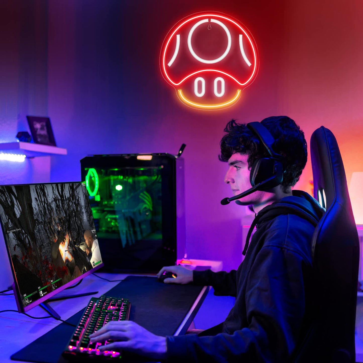 Kavaas Gamer Neon Sign, UV Printed Gaming Neon Sign for Gamer Room Decor - LED Video Game Neon Lights for Bedroom Boys, Gaming Wall decor - Best Gamer Gifts for Teenage Boys, Christmas