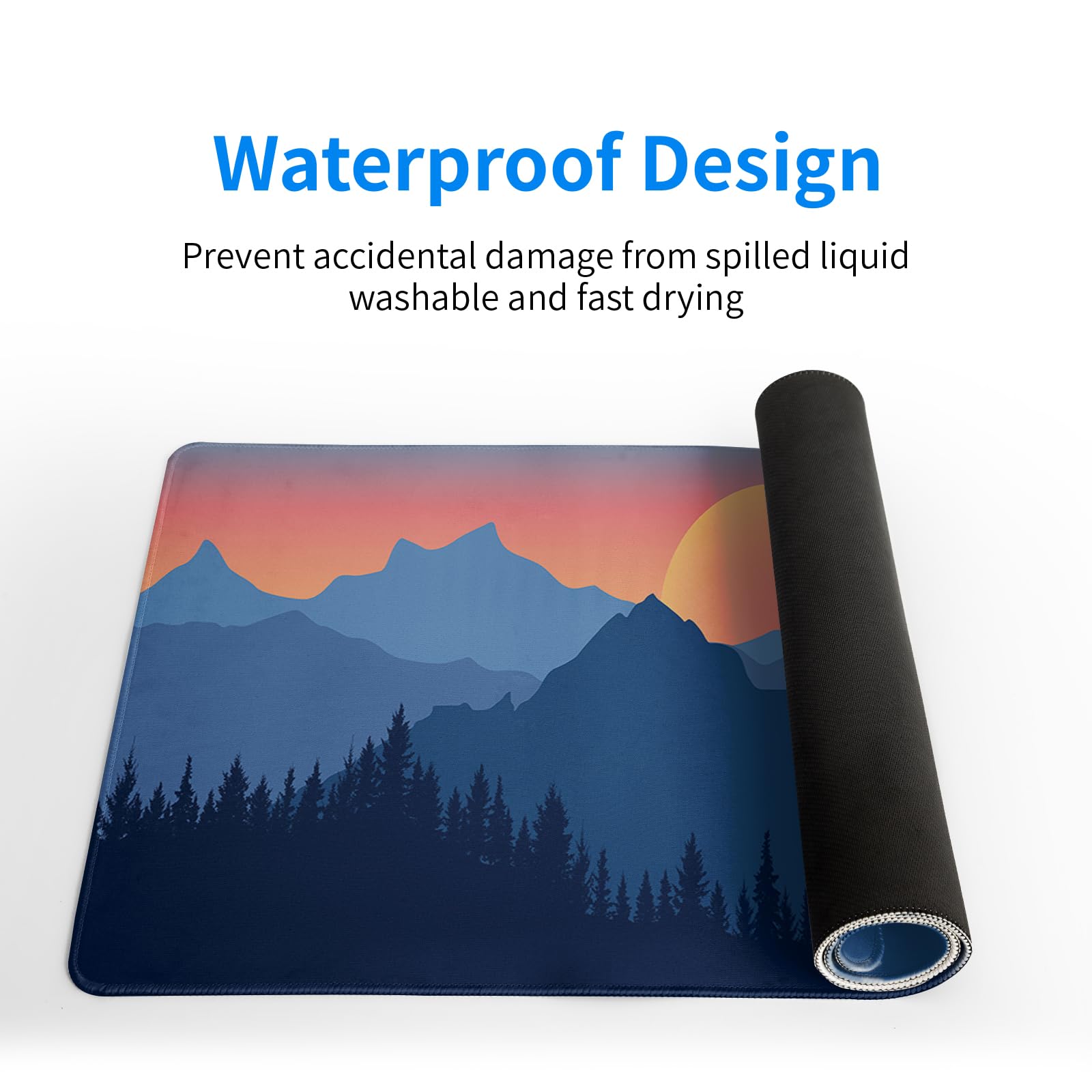 Gaming Mouse Pad – Large Non Slip Mouse Mat with Sea Wave Design, 31.5x11.8 Inch Mousepad