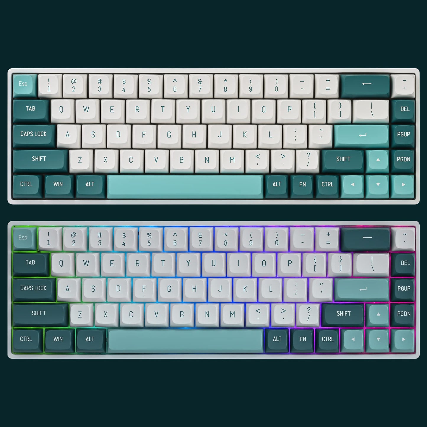 GTSP 61 Keycaps 60 Percent, Ducky One 2 Mini Keycaps for Mechanical Keyboard OEM Profile RGB PBT Keycap Set with Key Puller for Cherry MX Switches SK 61/Joker (Only keycaps) Blue