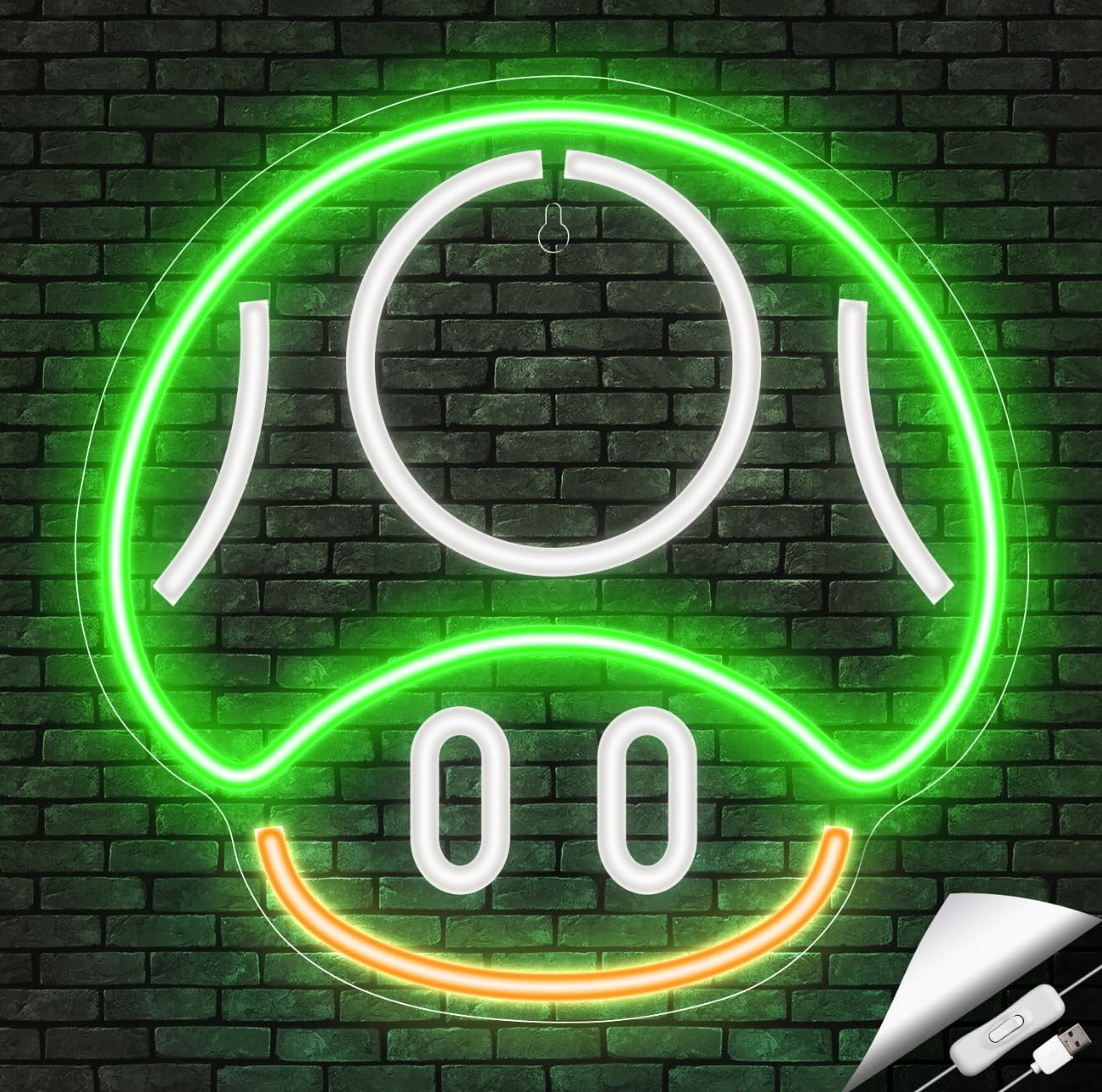 Gaming Neon Sign - LED Neon Light for Game Room Decoration | Teen Gamer Gift Mushroom1_Green Home Decor