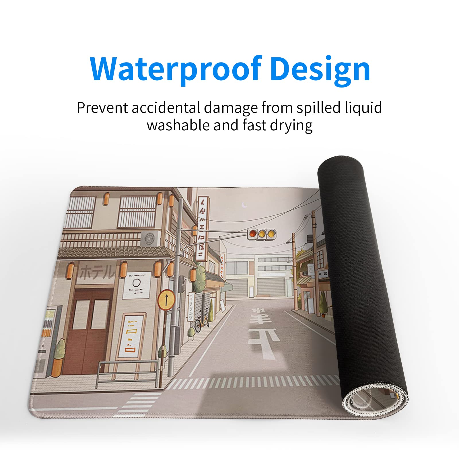 Gaming Mouse Pad – Large Non Slip Mouse Mat with Sea Wave Design, 31.5x11.8 Inch Mousepad