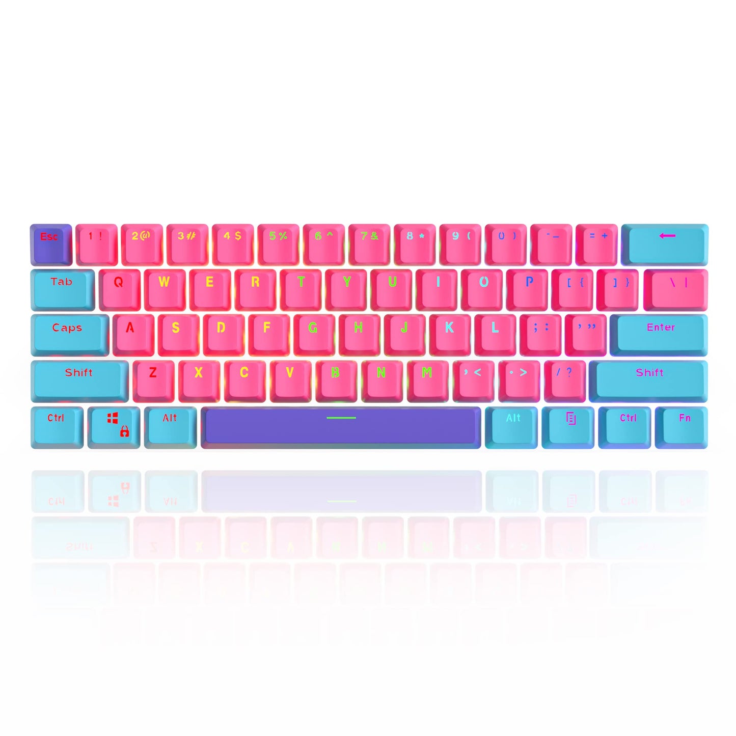 GTSP 61 Keycaps 60 Percent, Ducky One 2 Mini Keycaps for Mechanical Keyboard OEM Profile RGB PBT Keycap Set with Key Puller for Cherry MX Switches SK 61/Joker (Only keycaps) Blue