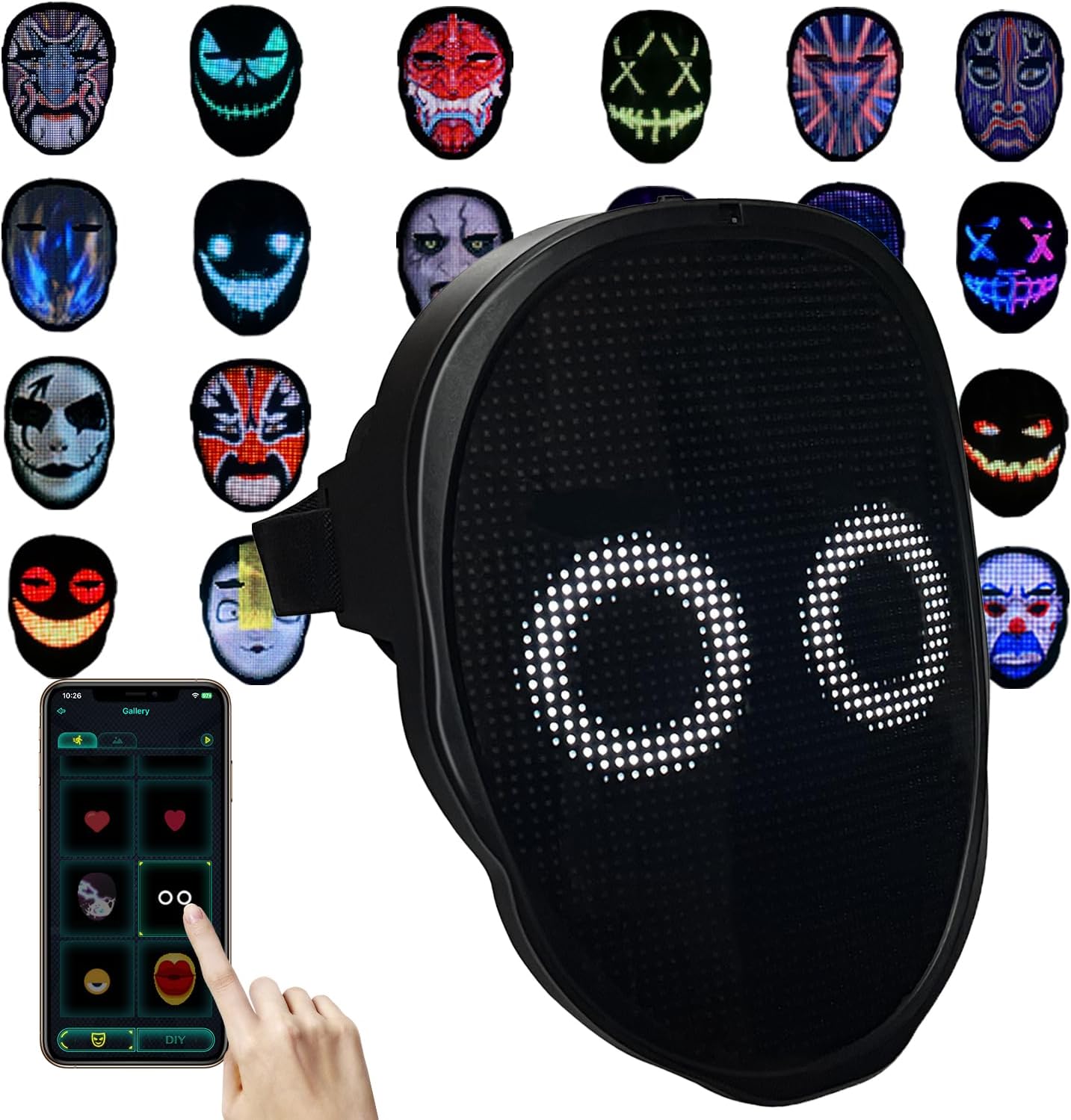 Depointer Life Led Mask with Bluetooth-compatible App Controlled, Customizable Shining Mask, unisex-adult