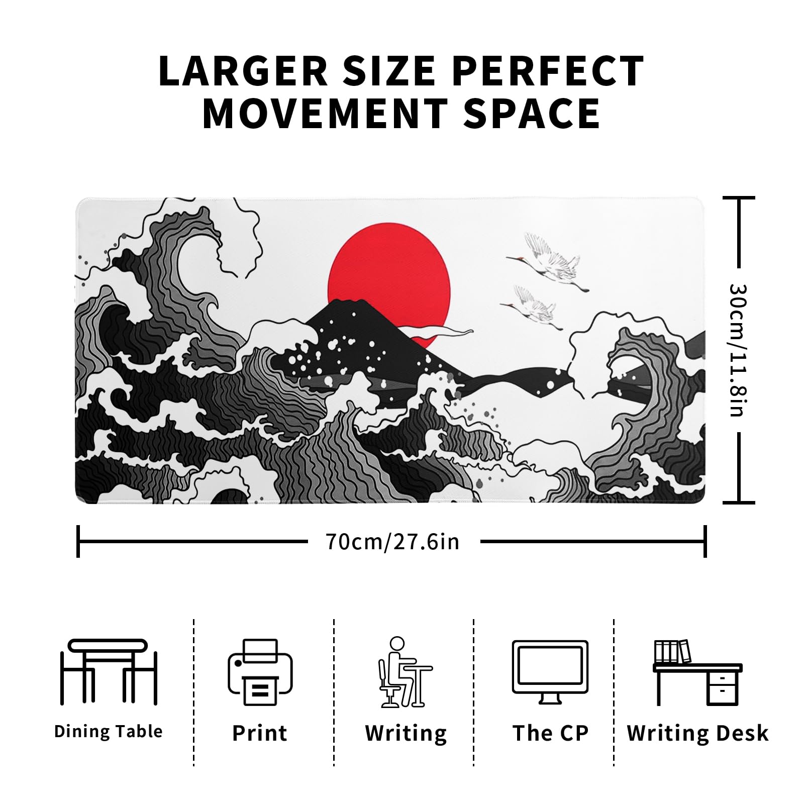 Mountain Gaming Mouse Pad 27.6x11.8 Inch Forest Large Mousepad Extended Grey Mousepad Gaming Non-Slip Rubber Base Stitched Edges Keyboard Mouse Mat Desk Pad for Office Home and Game