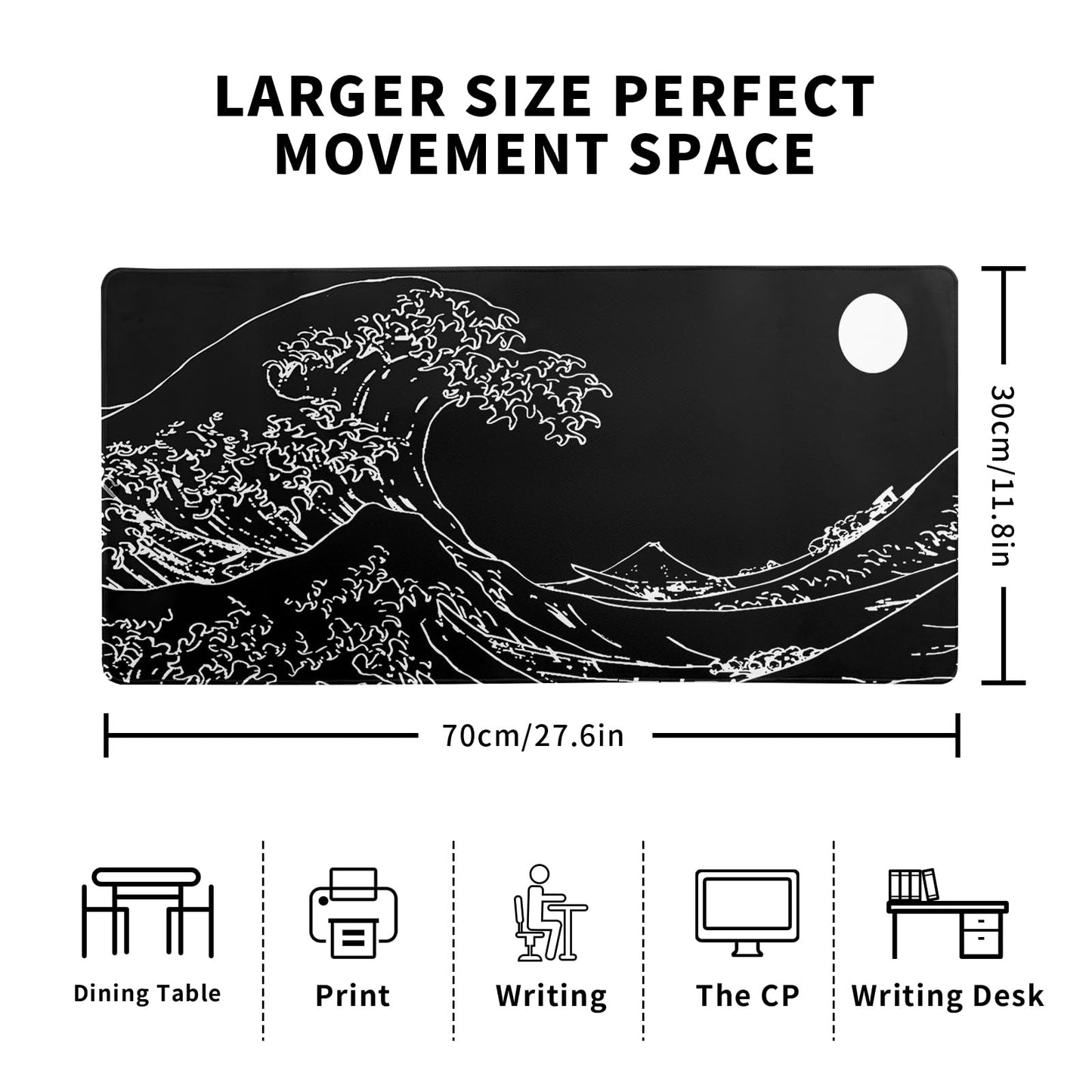 Mountain Gaming Mouse Pad 27.6x11.8 Inch Forest Large Mousepad Extended Grey Mousepad Gaming Non-Slip Rubber Base Stitched Edges Keyboard Mouse Mat Desk Pad for Office Home and Game