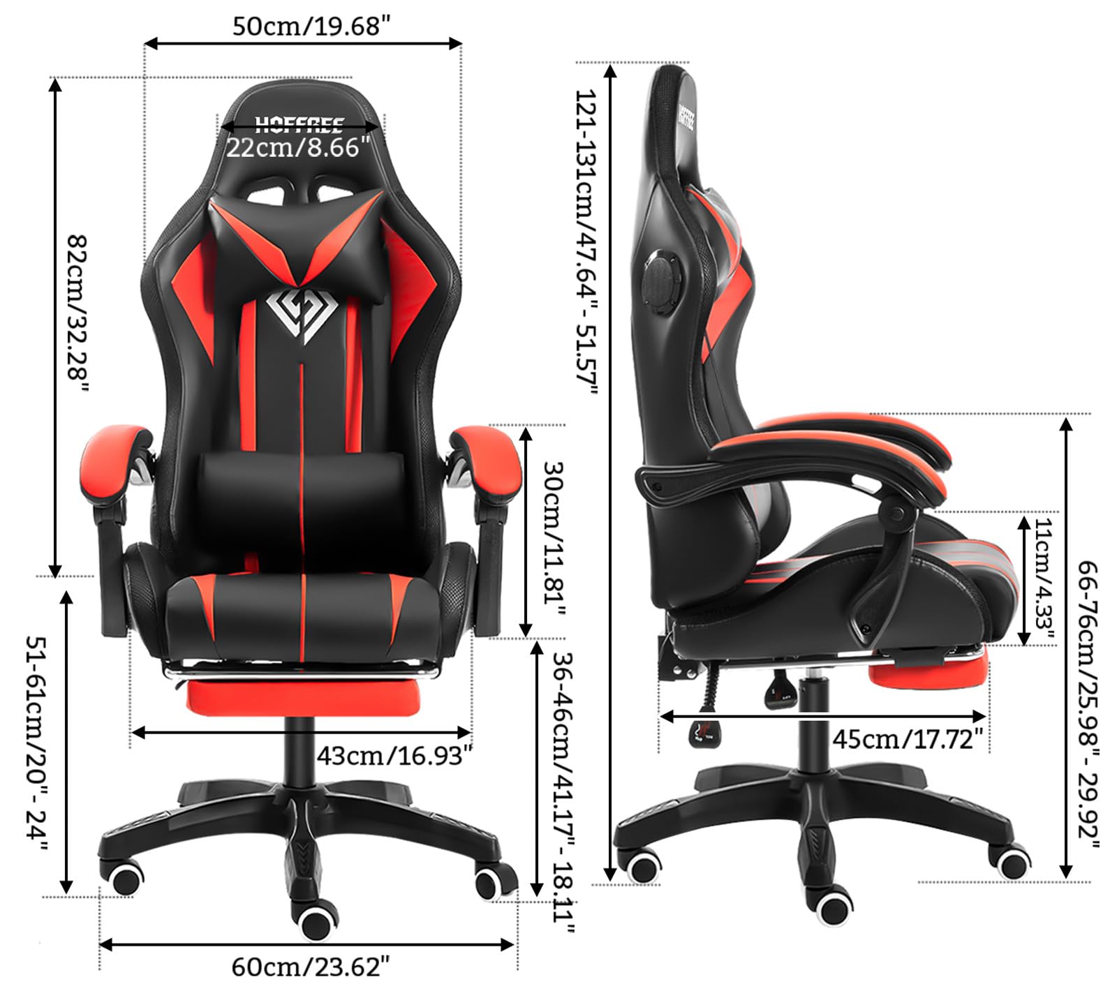 RGB Gaming Chair – Massage Gaming Chair with Bluetooth Speakers, Footrest & LED Lights Gaming Accessories