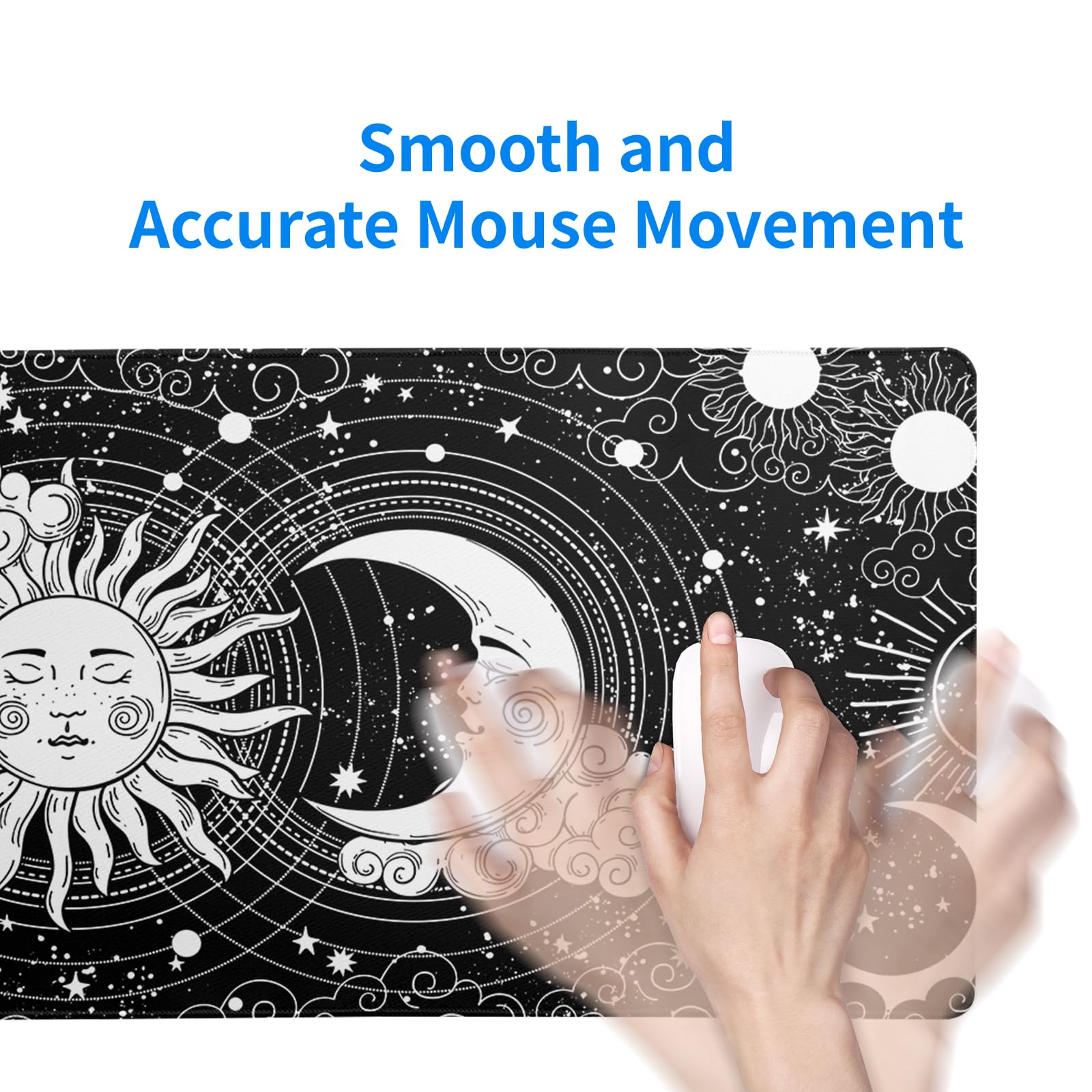 Gaming Mouse Pad – Large Non Slip Mouse Mat with Sea Wave Design, 31.5x11.8 Inch Mousepad