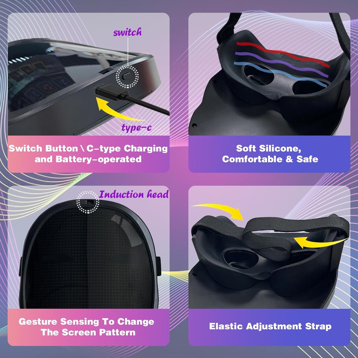 Depointer Life Led Mask with Bluetooth-compatible App Controlled, Customizable Shining Mask, unisex-adult