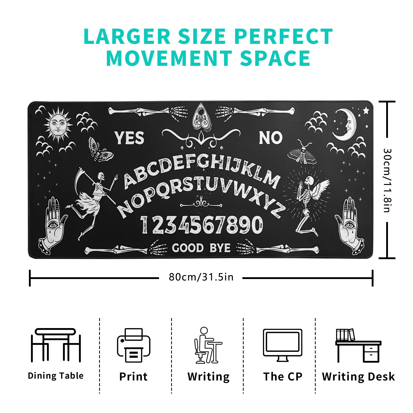 Gaming Mouse Pad – Large Non Slip Mouse Mat with Sea Wave Design, 31.5x11.8 Inch Mousepad