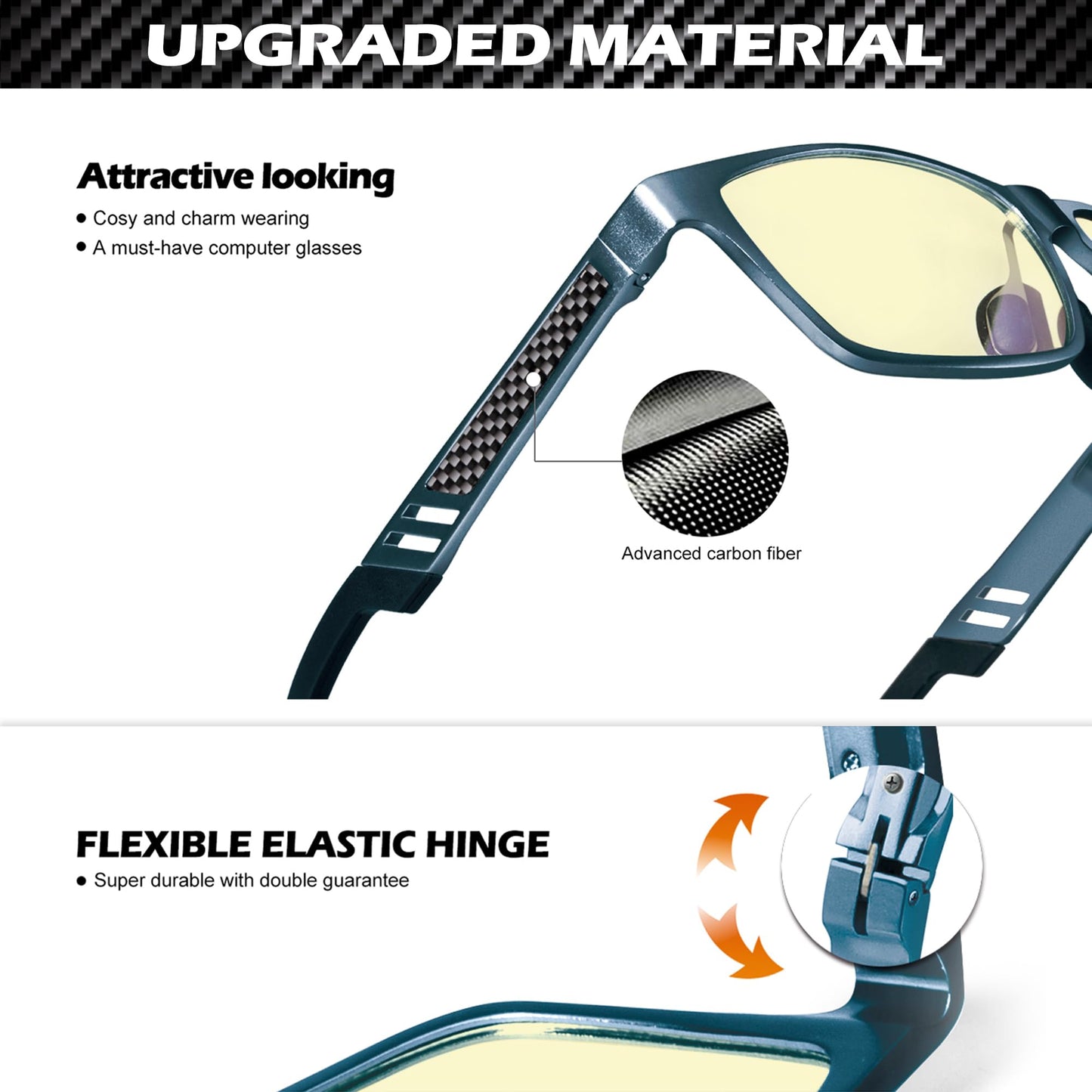 ANYLUV Blue Light Blocking Glasses Men Computer Gaming Glasses Lightweight Al-Mg Metal Anti Eyestrain UV400 Clear Lens Eye Protection