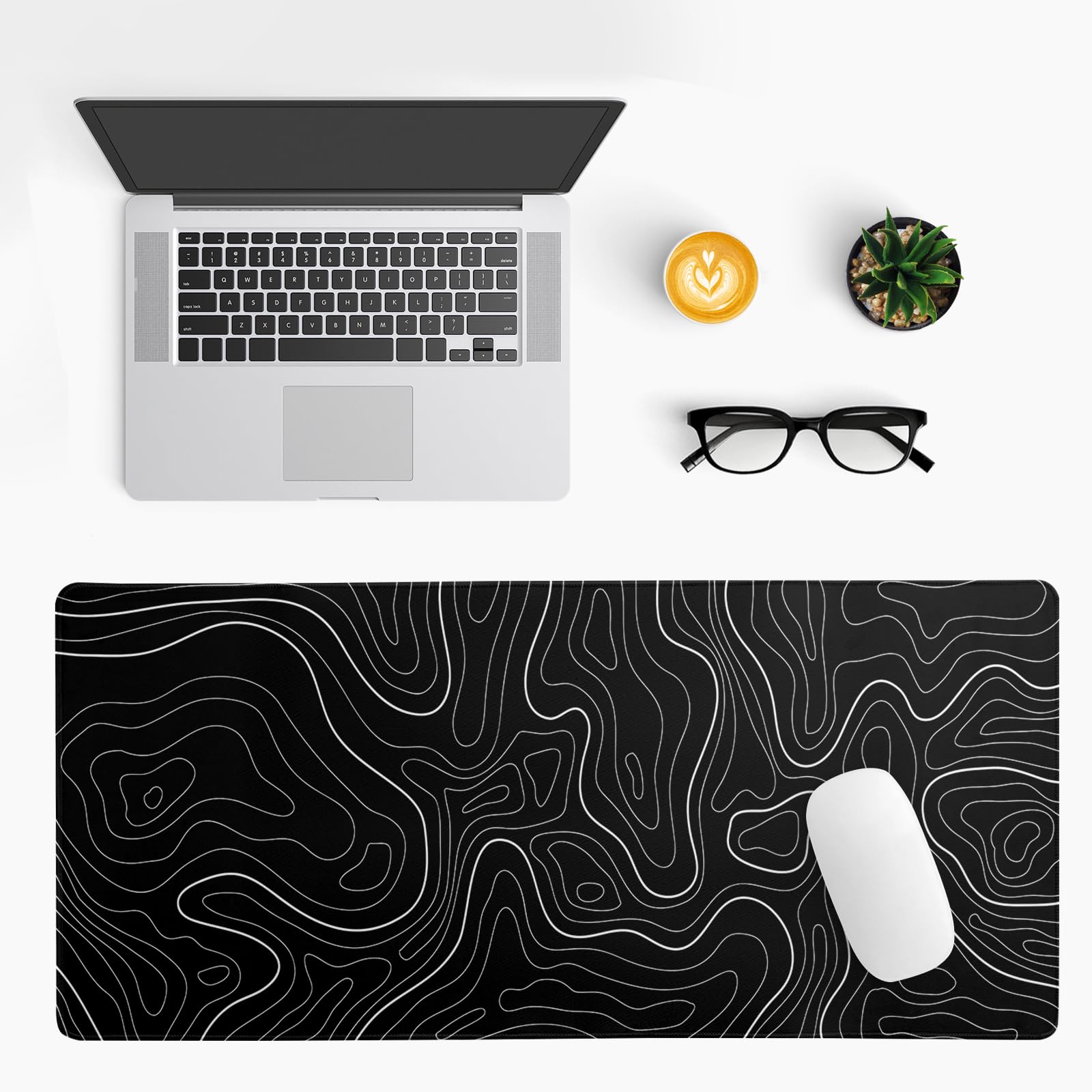 Gaming Mouse Pad – Large Non Slip Mouse Mat with Sea Wave Design, 31.5x11.8 Inch Mousepad