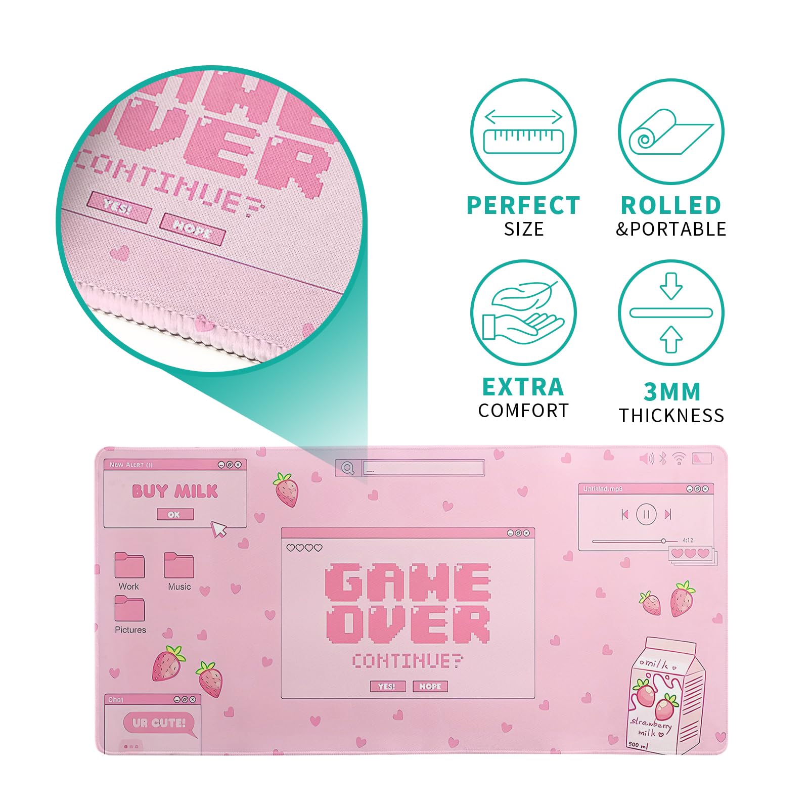 Mountain Gaming Mouse Pad 27.6x11.8 Inch Forest Large Mousepad Extended Grey Mousepad Gaming Non-Slip Rubber Base Stitched Edges Keyboard Mouse Mat Desk Pad for Office Home and Game