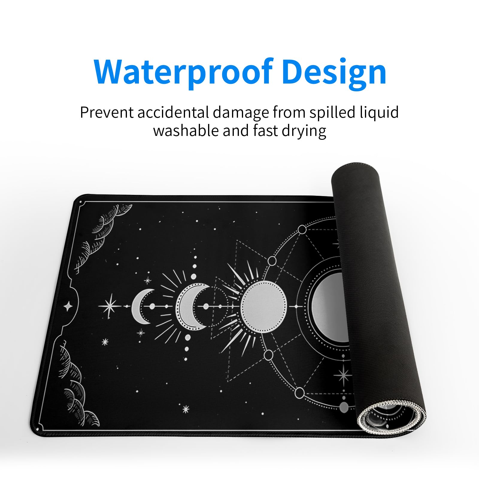 Gaming Mouse Pad – Large Non Slip Mouse Mat with Sea Wave Design, 31.5x11.8 Inch Mousepad