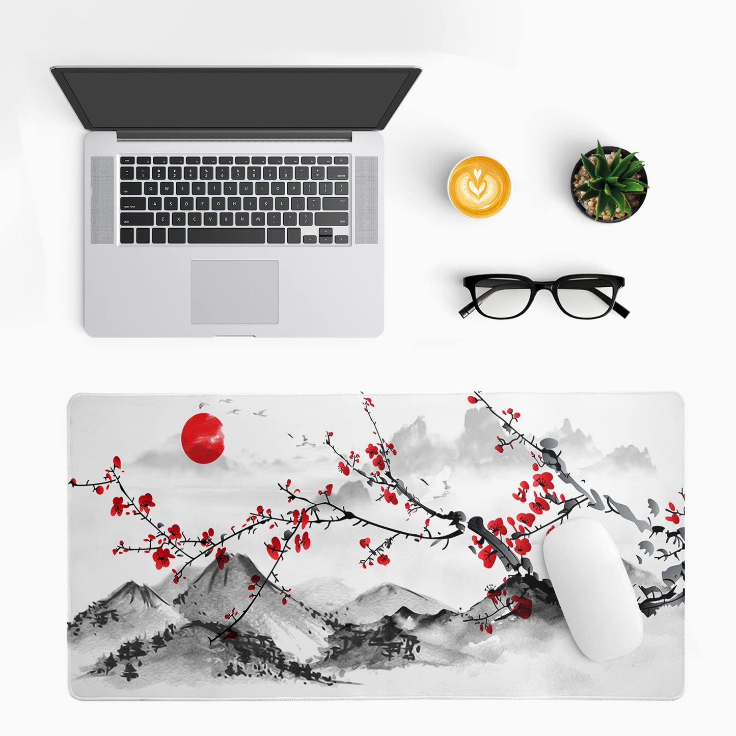 Mountain Gaming Mouse Pad 27.6x11.8 Inch Forest Large Mousepad Extended Grey Mousepad Gaming Non-Slip Rubber Base Stitched Edges Keyboard Mouse Mat Desk Pad for Office Home and Game