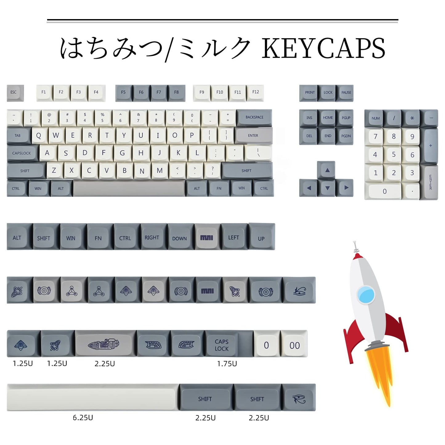 GTSP 61 Keycaps 60 Percent, Ducky One 2 Mini Keycaps for Mechanical Keyboard OEM Profile RGB PBT Keycap Set with Key Puller for Cherry MX Switches SK 61/Joker (Only keycaps) Blue