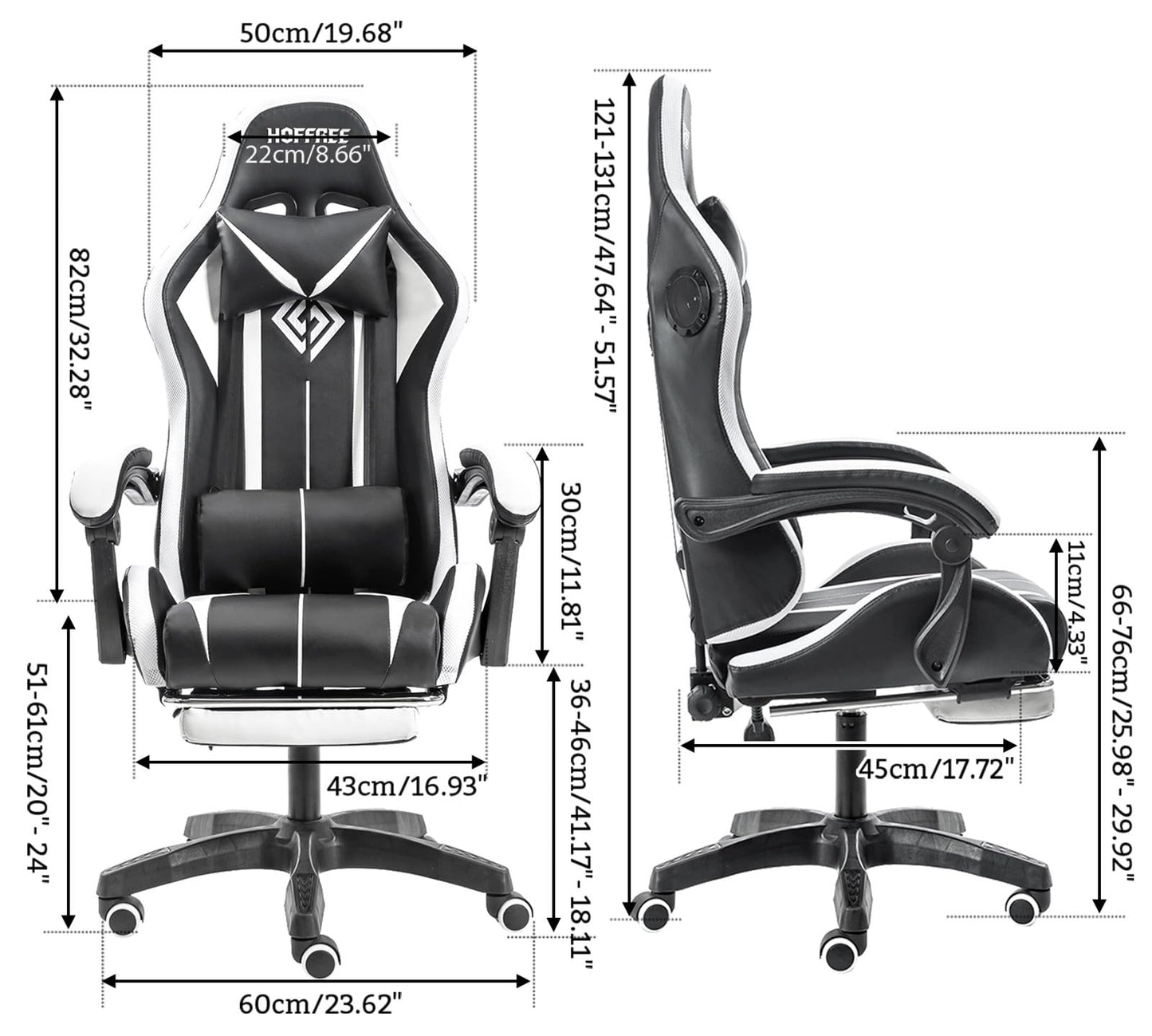 RGB Gaming Chair – Massage Gaming Chair with Bluetooth Speakers, Footrest & LED Lights Gaming Accessories