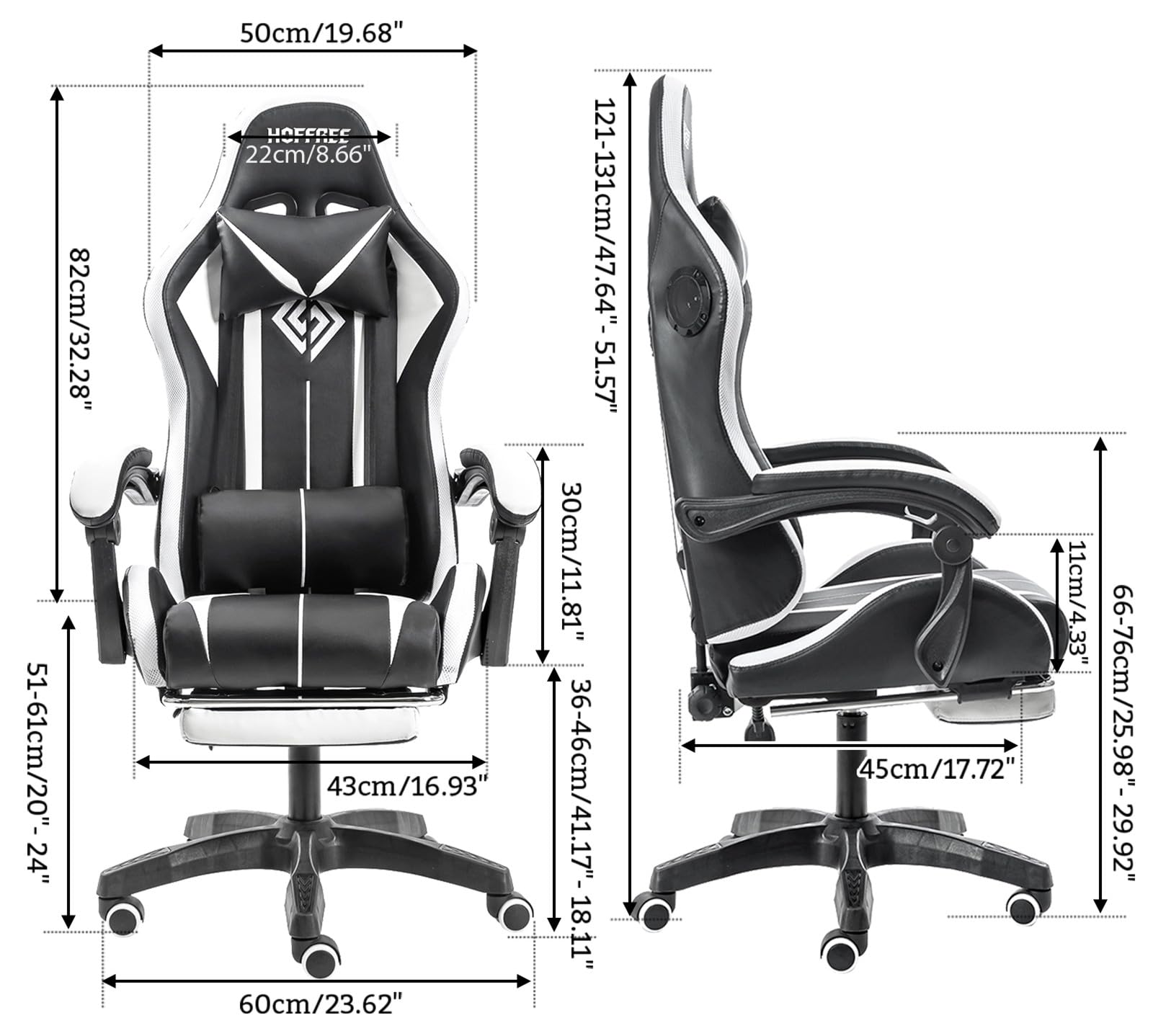 RGB Gaming Chair – Massage Gaming Chair with Bluetooth Speakers, Footrest & LED Lights Gaming Accessories