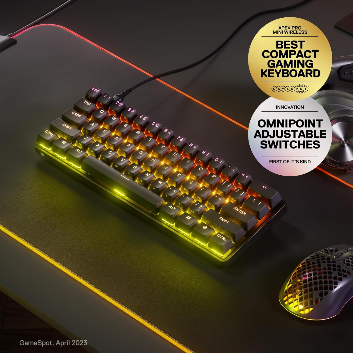 Gaming Keyboard Mechanical RGB With Adjustable Actuation β SteelSeries Apex Pro Wired Gaming Accessories