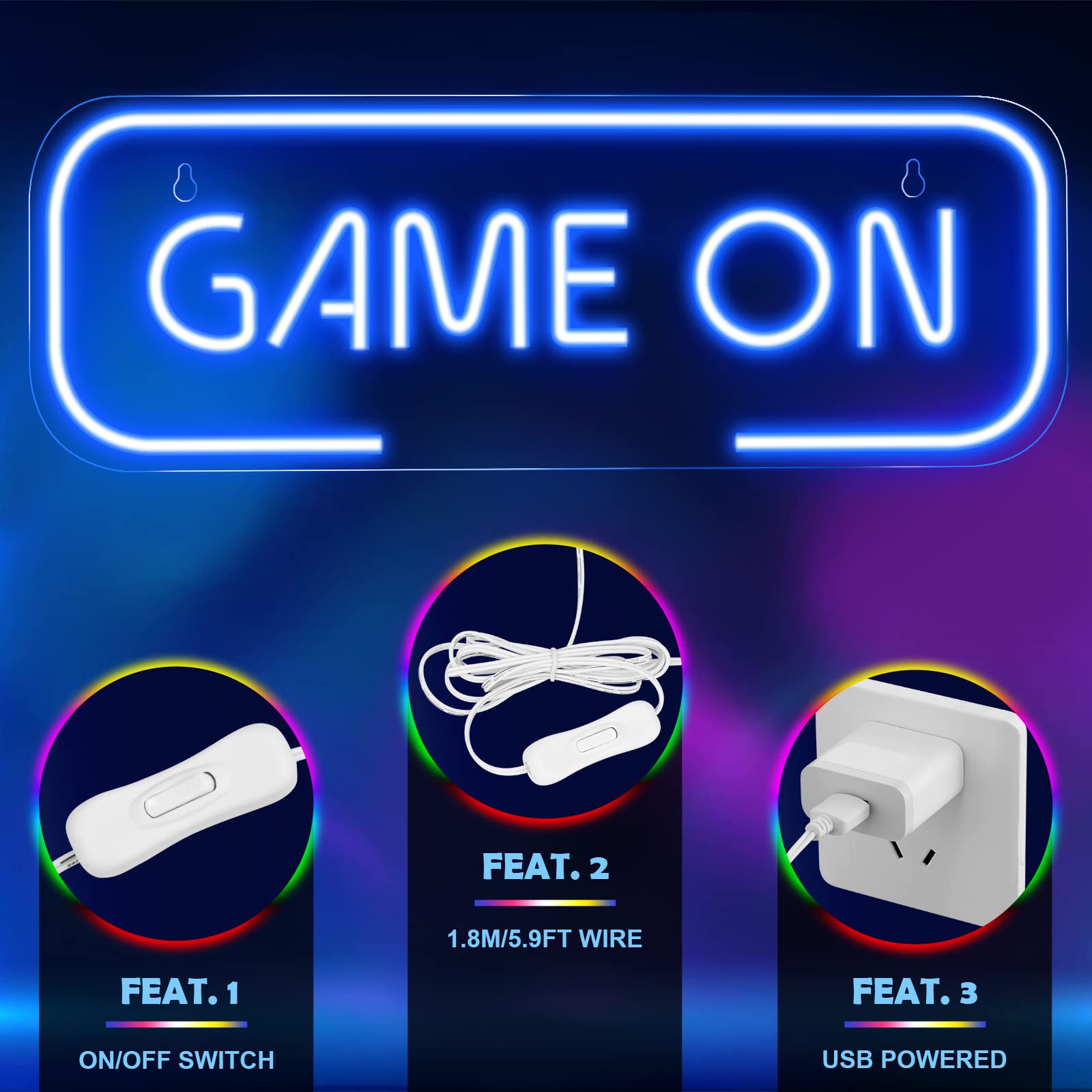 Gaming Neon Sign - LED Neon Light for Game Room Decoration | Teen Gamer Gift Home Decor