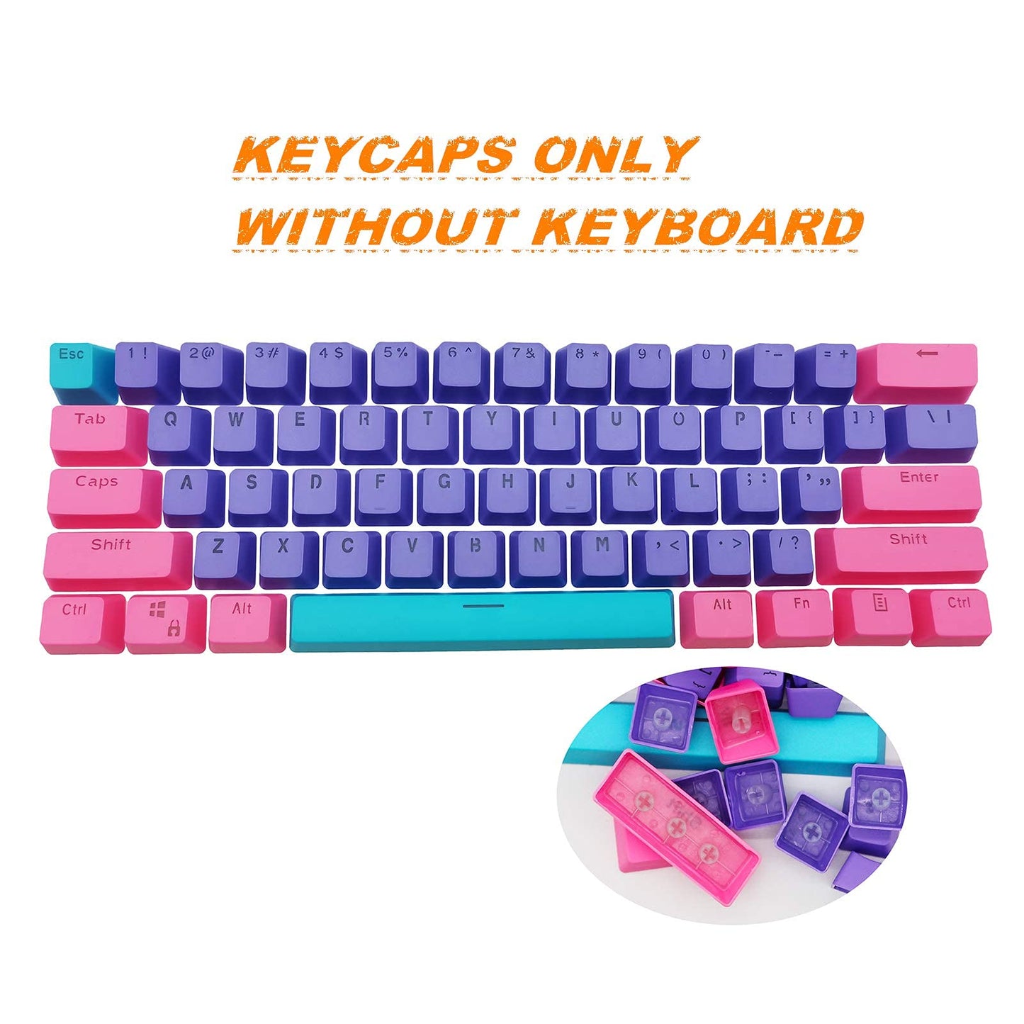 GTSP 61 Keycaps 60 Percent, Ducky One 2 Mini Keycaps for Mechanical Keyboard OEM Profile RGB PBT Keycap Set with Key Puller for Cherry MX Switches SK 61/Joker (Only keycaps) Blue