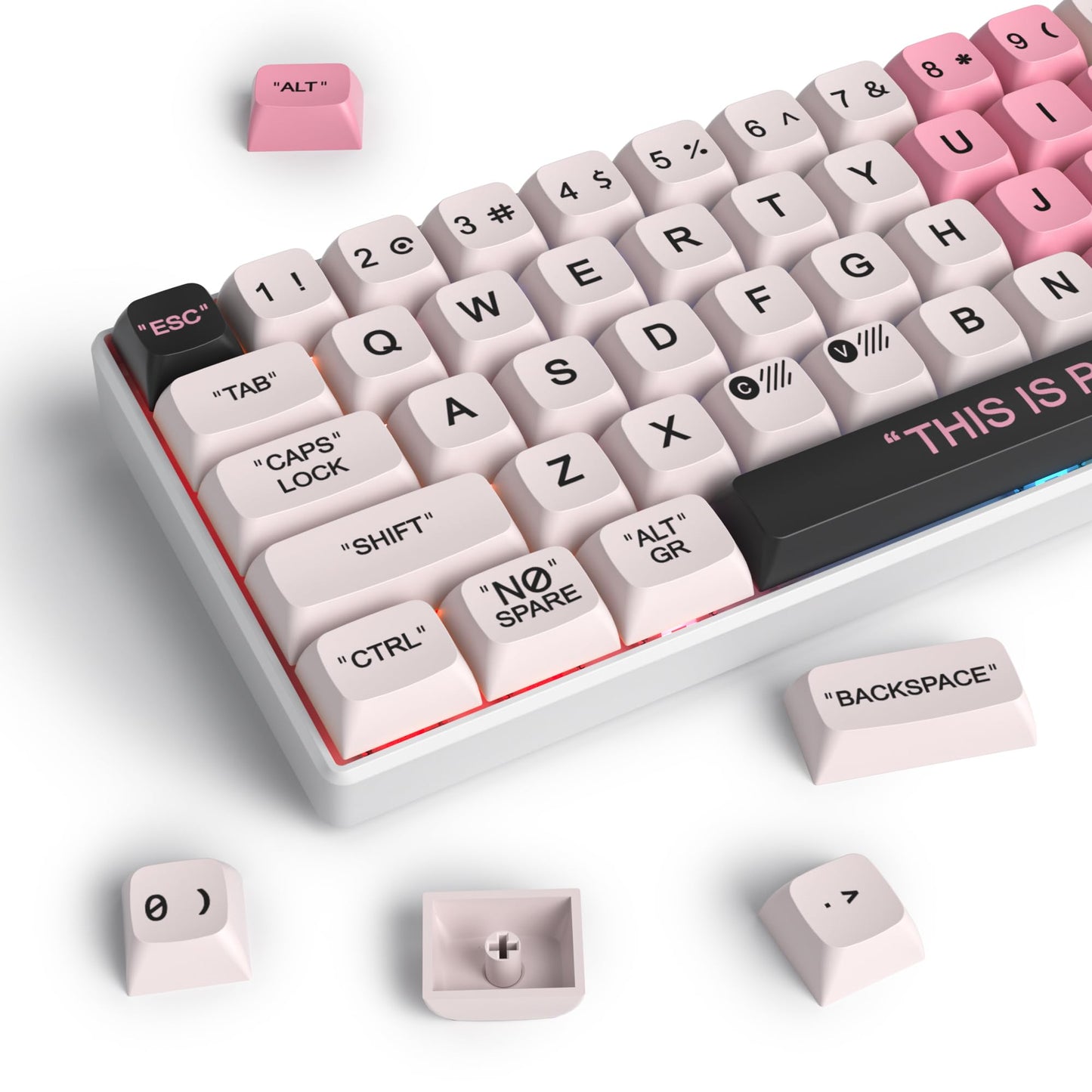 GTSP 61 Keycaps 60 Percent, Ducky One 2 Mini Keycaps for Mechanical Keyboard OEM Profile RGB PBT Keycap Set with Key Puller for Cherry MX Switches SK 61/Joker (Only keycaps) Blue