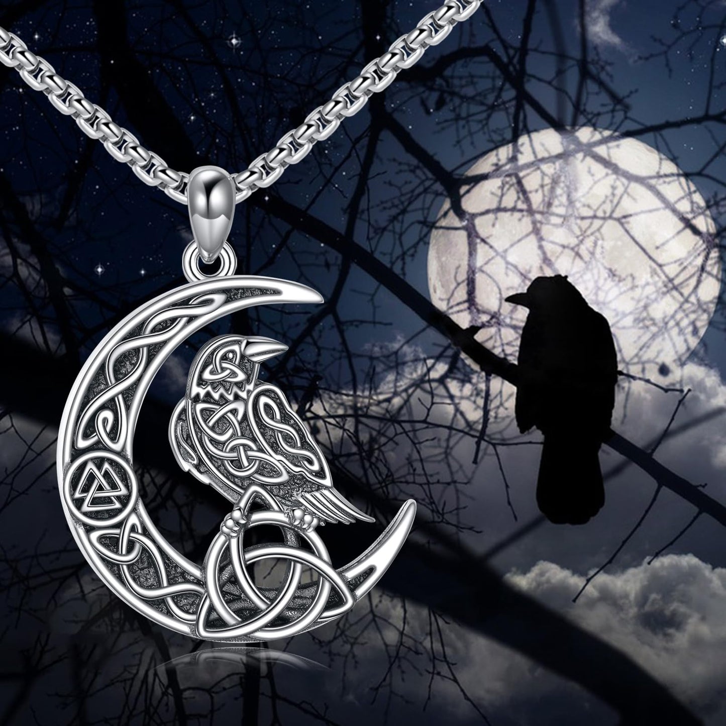 Viking Necklace for Men Sterling Silver Arrowhead/Therian/Raven/Thors Hammer Pendant Necklaces Jewelry Gifts for Men Women