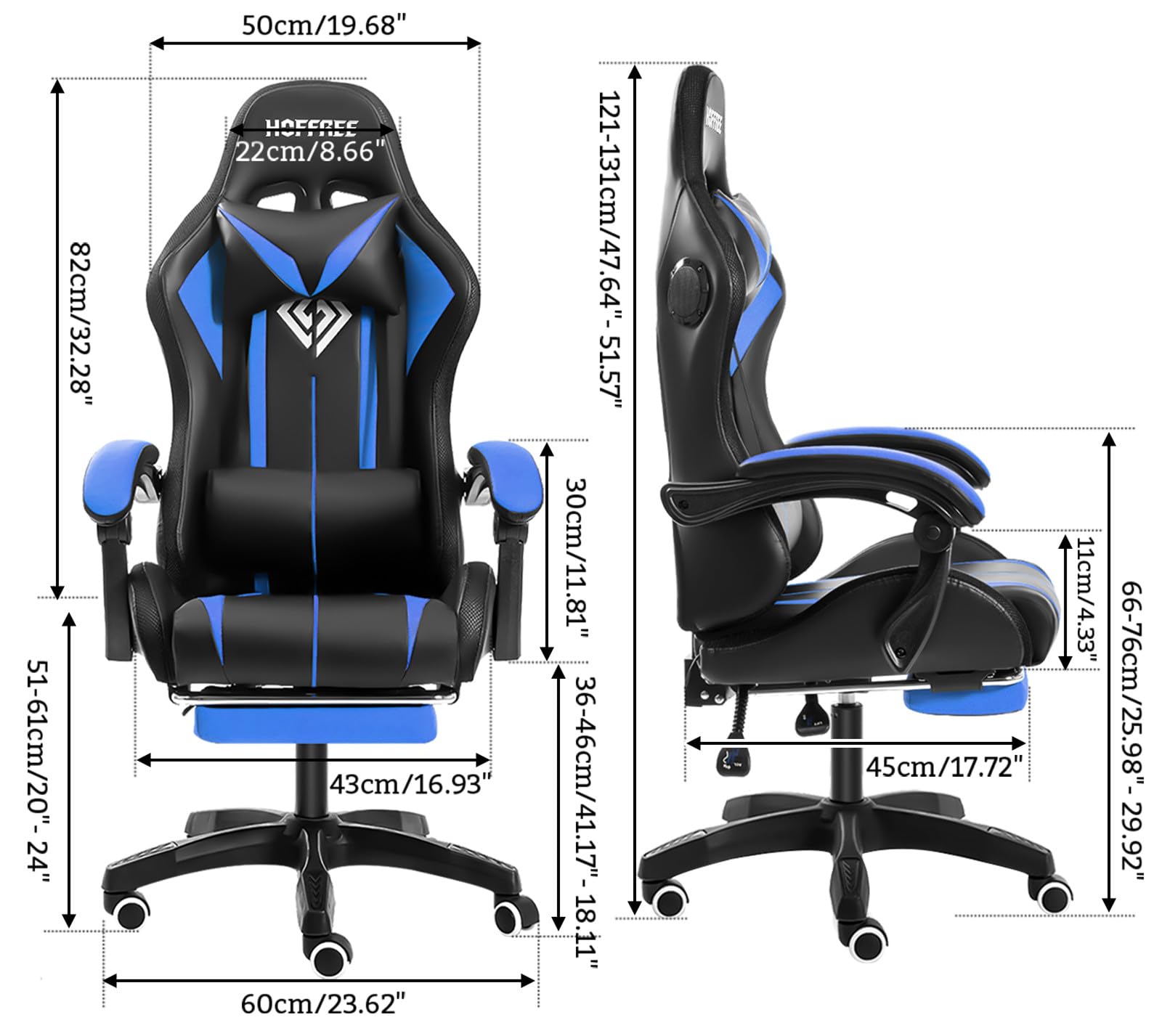 RGB Gaming Chair – Massage Gaming Chair with Bluetooth Speakers, Footrest & LED Lights Gaming Accessories