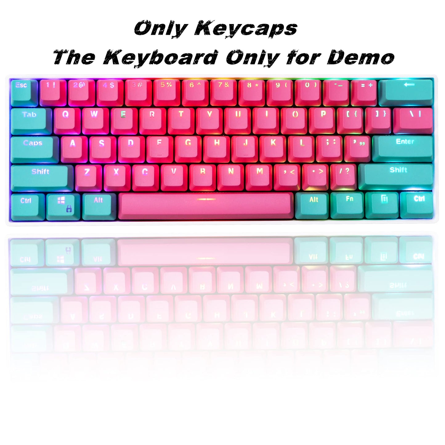 GTSP 61 Keycaps 60 Percent, Ducky One 2 Mini Keycaps for Mechanical Keyboard OEM Profile RGB PBT Keycap Set with Key Puller for Cherry MX Switches SK 61/Joker (Only keycaps) Blue