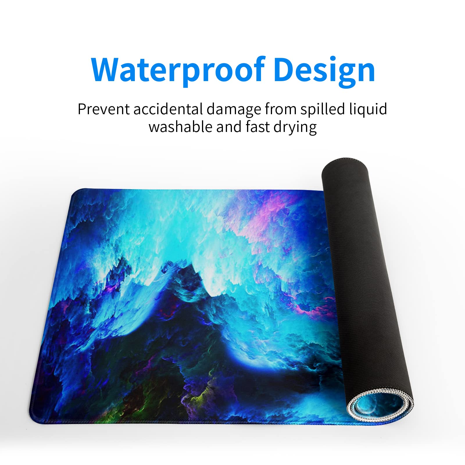 Gaming Mouse Pad – Large Non Slip Mouse Mat with Sea Wave Design, 31.5x11.8 Inch Mousepad