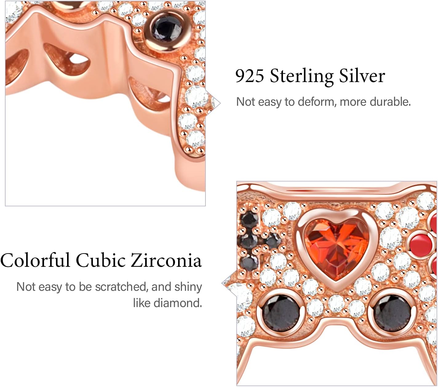 GNOCE Gamepad Charm Bead Sterling Silver Game Player Rose Gold Charms with CZs fit Bracelet/Necklace Jewery Gift for Women